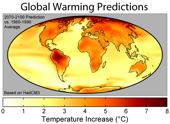 Global warming predictions, 2006 (Wikimedia Commons)